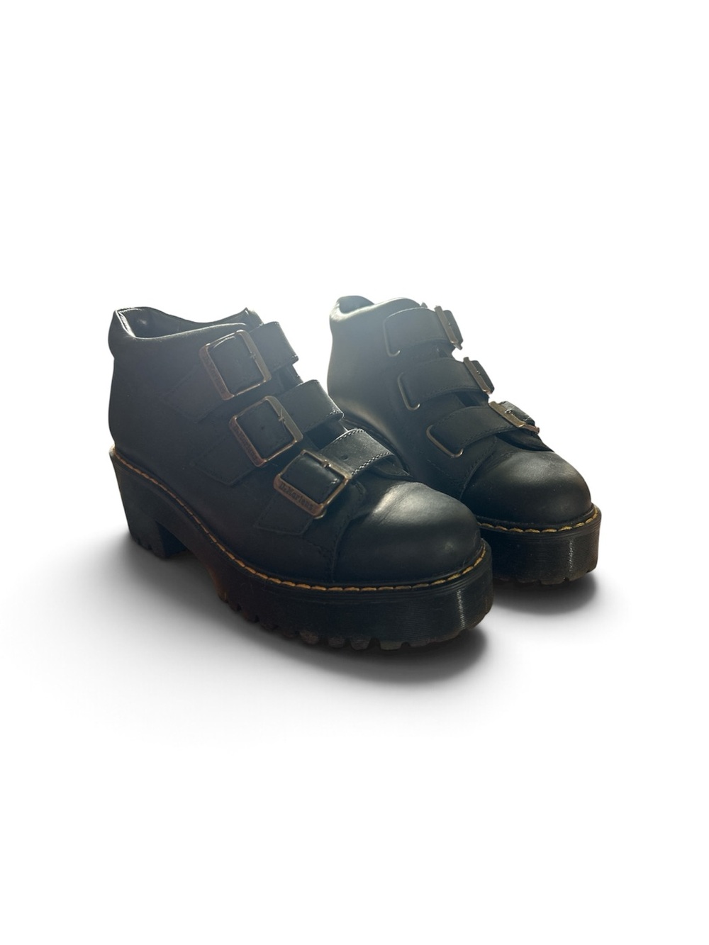 Dr. Martens Black Triple-Buckle Platform Boots
